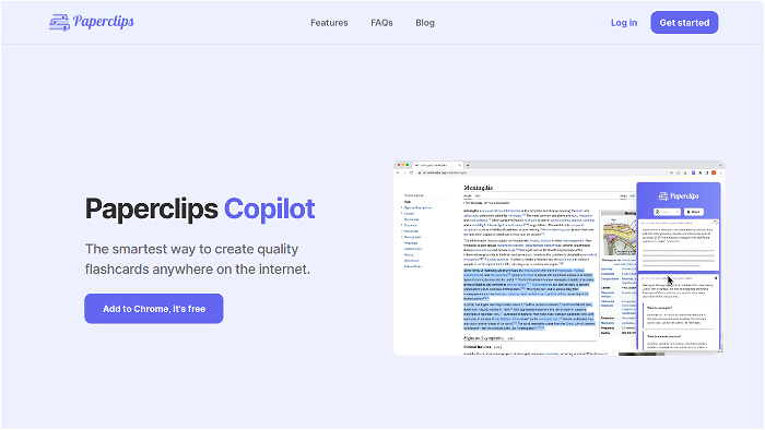 Screenshot of Paperclips's website.