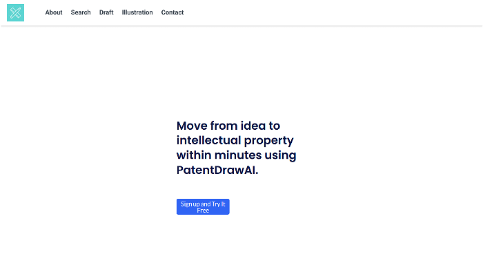 Thumbnail showing the logo and a screenshot of PatentDrawAI
