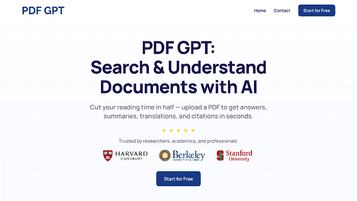 screenshot of PDF GPT's website