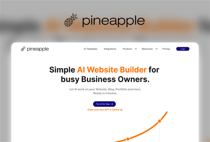 Pineapple Builder Thumbnail, showing the homepage and logo of the tool
