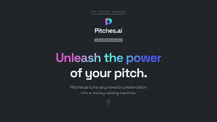 screenshot of Pitches AI's website