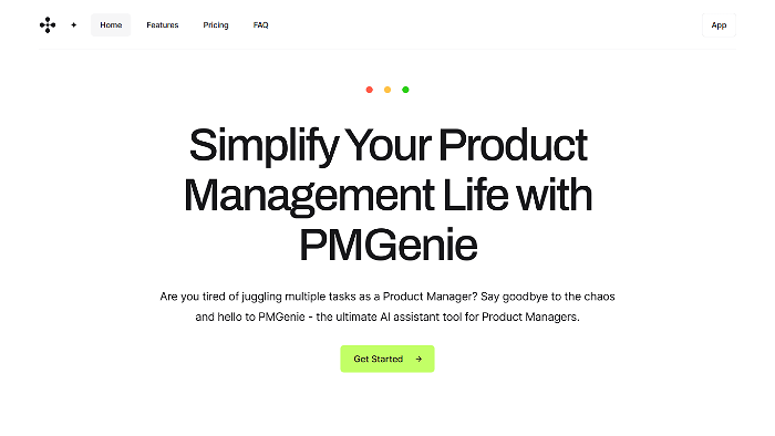 screenshot of PMGenie's website