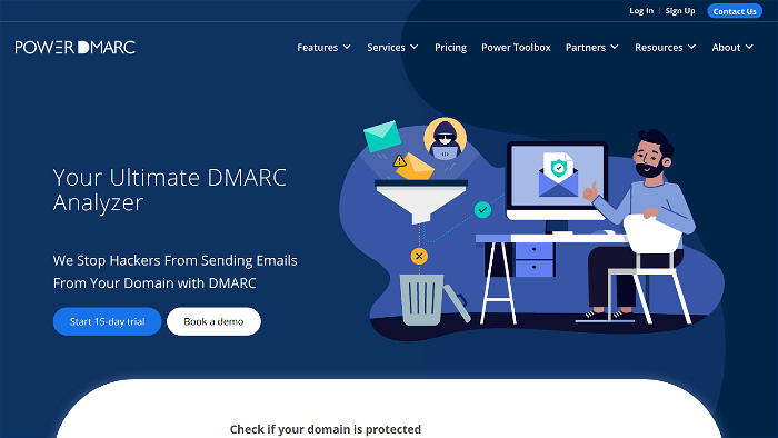 screenshot of PowerDMARC's website
