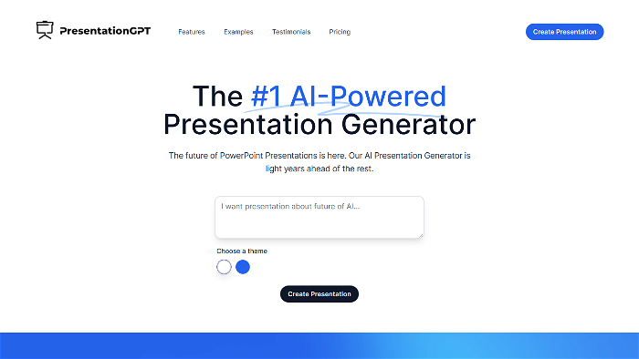 screenshot of PresentationGPT's website