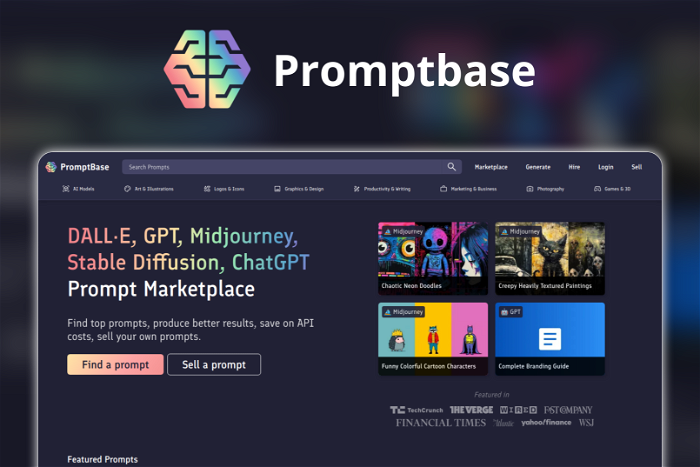 Thumbnail showing the Logo and a Screenshot of Promptbase