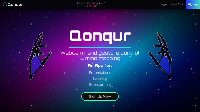 screenshot of Qonqur's website