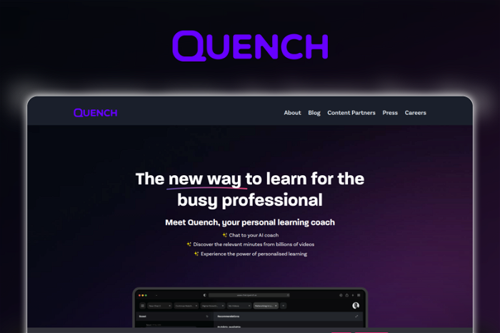 Quench Thumbnail, showing the homepage and logo of the tool