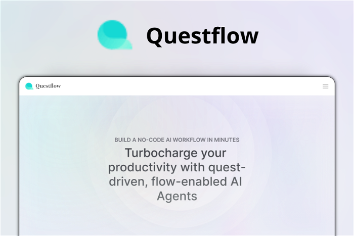 Questflow Thumbnail, showing the homepage and logo of the tool