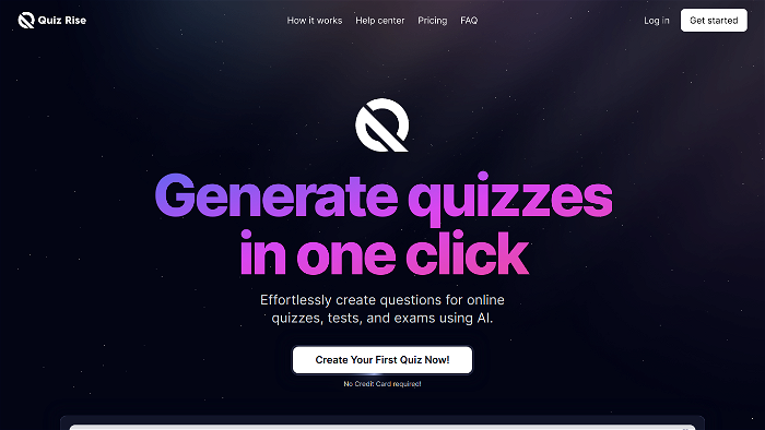 screenshot of QuizRise's website