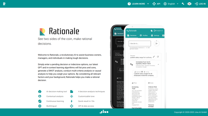 screenshot of Rationale's website