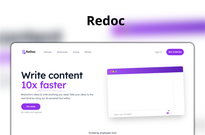 Redoc Thumbnail, showing the homepage and logo of the tool