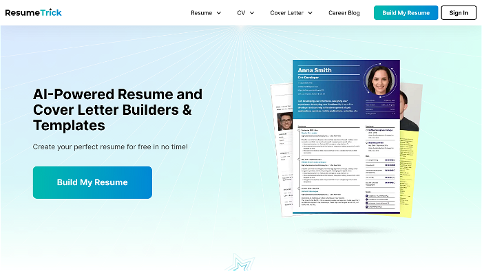 screenshot of Resume Trick's website