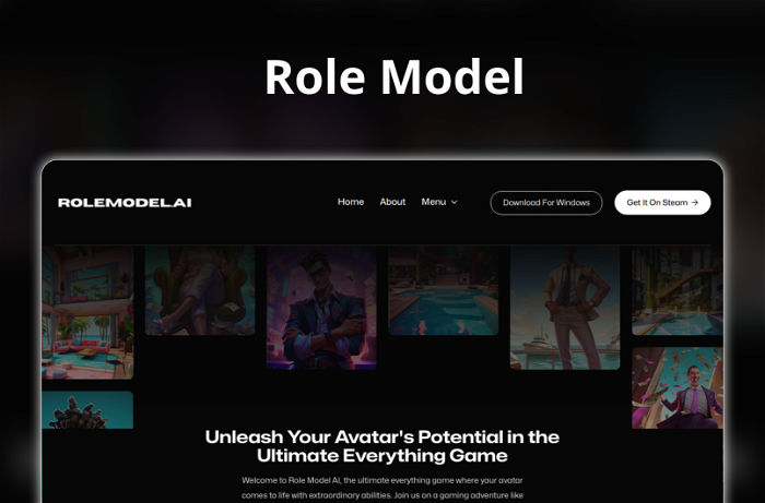 Role Model Thumbnail, showing the homepage and logo of the tool
