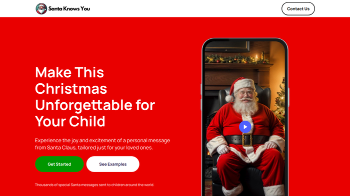 screenshot of SantaKnowsYou's website