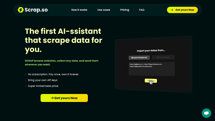 screenshot of Scrap's website