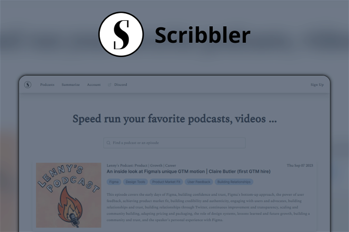 Scribbler Thumbnail, showing the homepage and logo of the tool