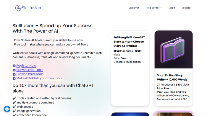 screenshot of Skillfusion AI's website