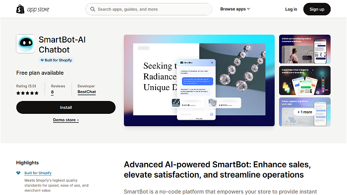 screenshot of SmartBot's website