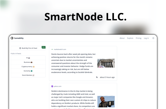 SmartNode LLC. Thumbnail, showing the homepage and logo of the tool