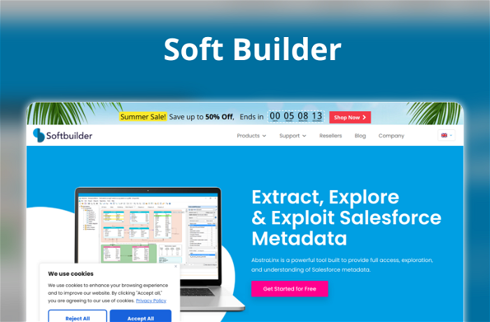 Soft Builder Thumbnail, showing the homepage and logo of the tool