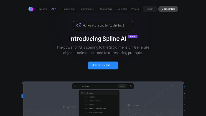 Screenshot of Spline's website.