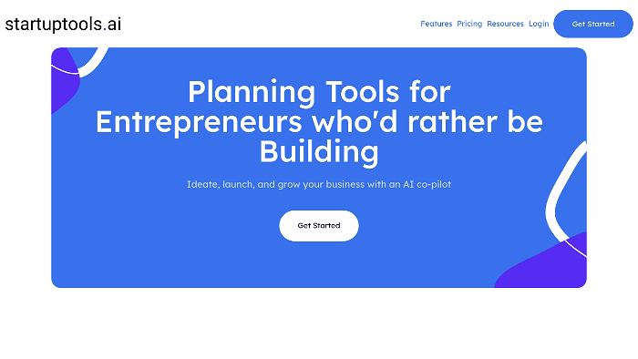 screenshot of Startuptools.ai's website