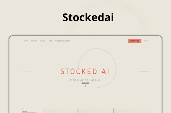 Stockedai Thumbnail, showing the homepage and logo of the tool