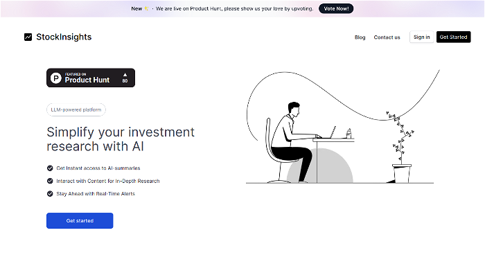 screenshot of StockInsights AI's website