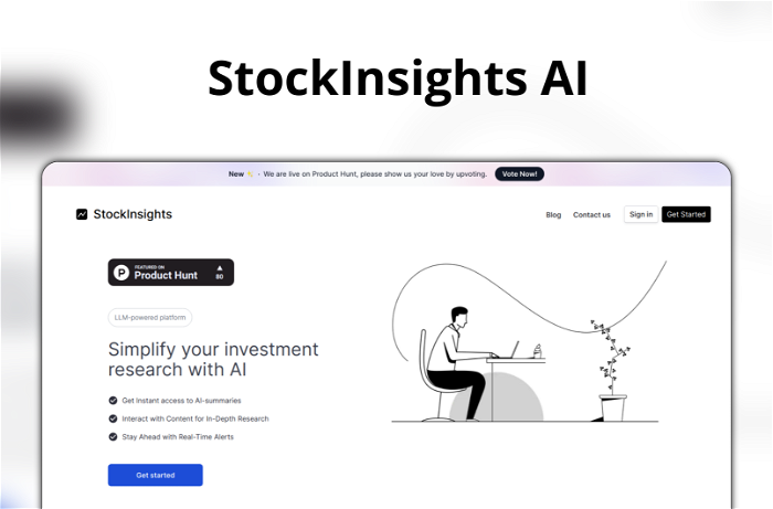 StockInsights AI Thumbnail, showing the homepage and logo of the tool