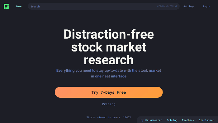 screenshot of Stockstack's website