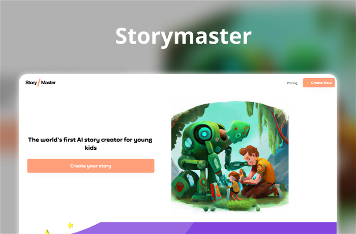 Storymaster Thumbnail, showing the homepage and logo of the tool