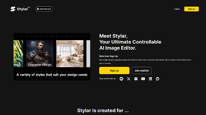 screenshot of Stylar AI's website