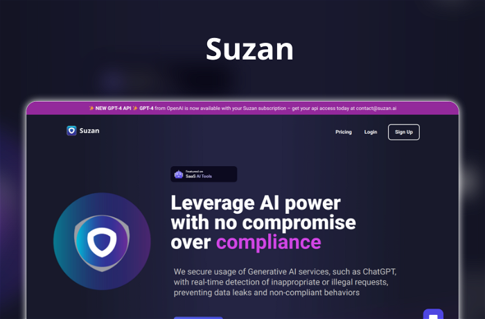 Suzan Thumbnail, showing the homepage and logo of the tool
