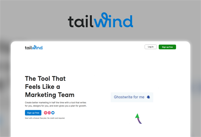 Tailwind Thumbnail, showing the homepage and logo of the tool