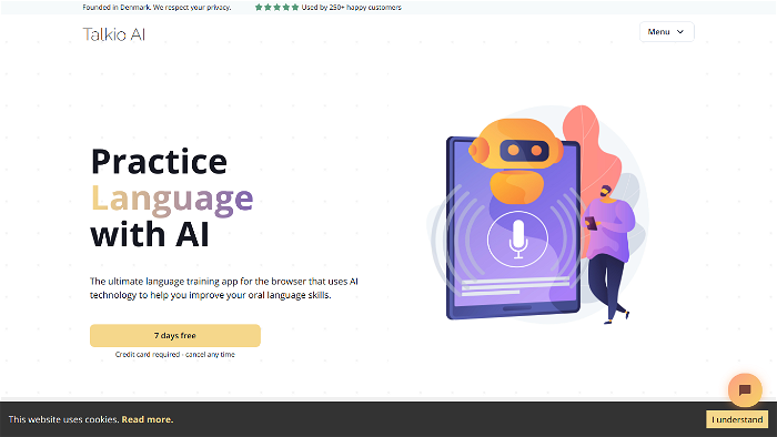 screenshot of Talkio AI's website