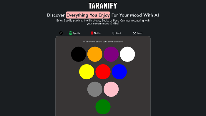 screenshot of Taranify's website