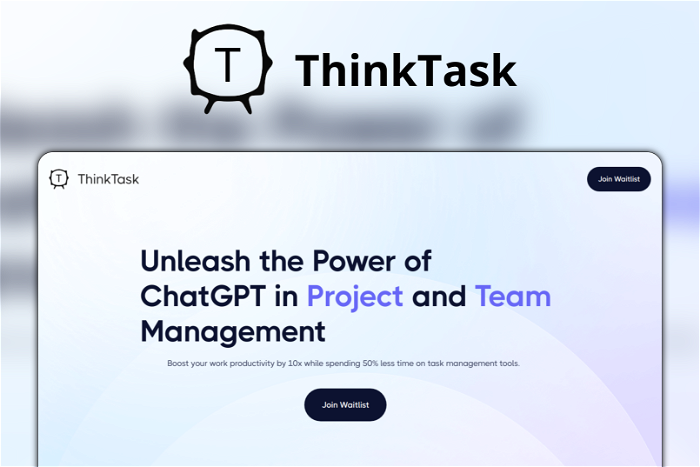ThinkTask Thumbnail, showing the homepage and logo of the tool