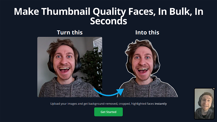 Screenshot of Thumbnail Face's website.
