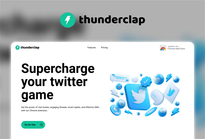 Thunderclap Thumbnail, showing the homepage and logo of the tool