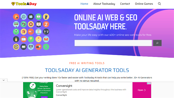 screenshot of Tools A Day's website