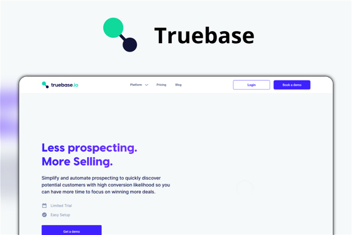 Truebase Thumbnail, showing the homepage and logo of the tool