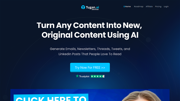 screenshot of Tugan.ai's website