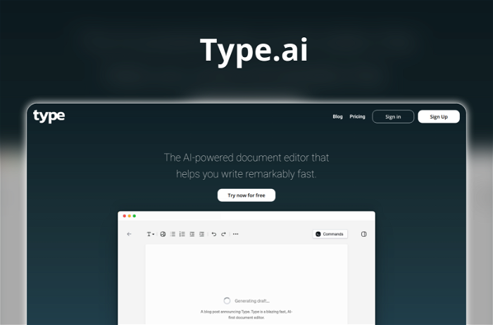 Thumbnail showing the Logo and a Screenshot of Type.ai