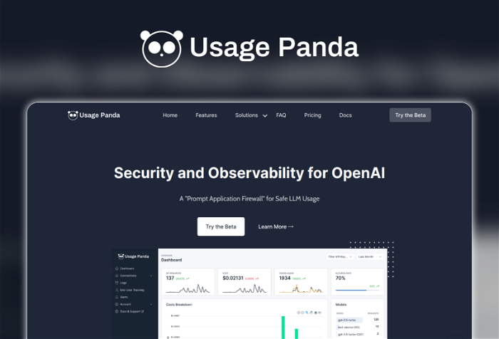 Usage Panda Thumbnail, showing the homepage and logo of the tool