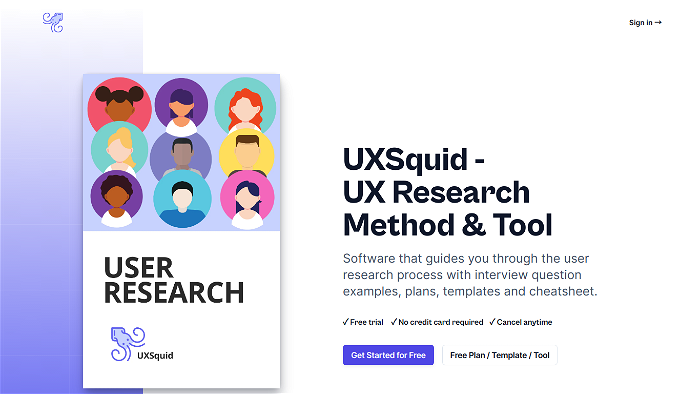 screenshot of UX Squid's website