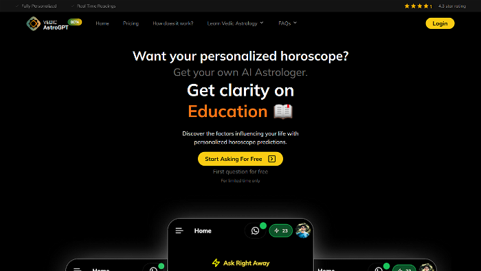 screenshot of Vedic AstroGPT's website