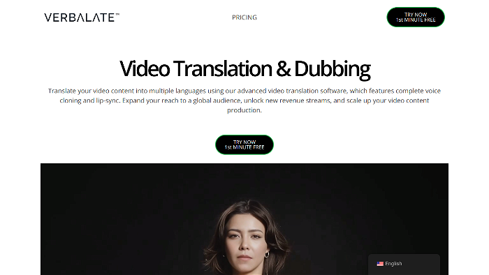 screenshot of Verbalate Video Translator's website
