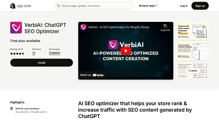 Thumbnail showing the Logo and a Screenshot of VerbiAI