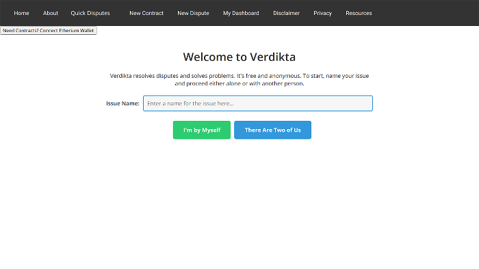 screenshot of verdikta's website