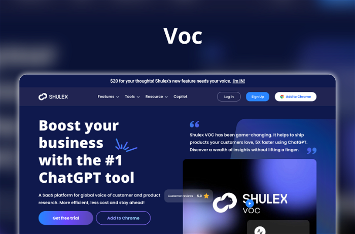 Voc Thumbnail, showing the homepage and logo of the tool